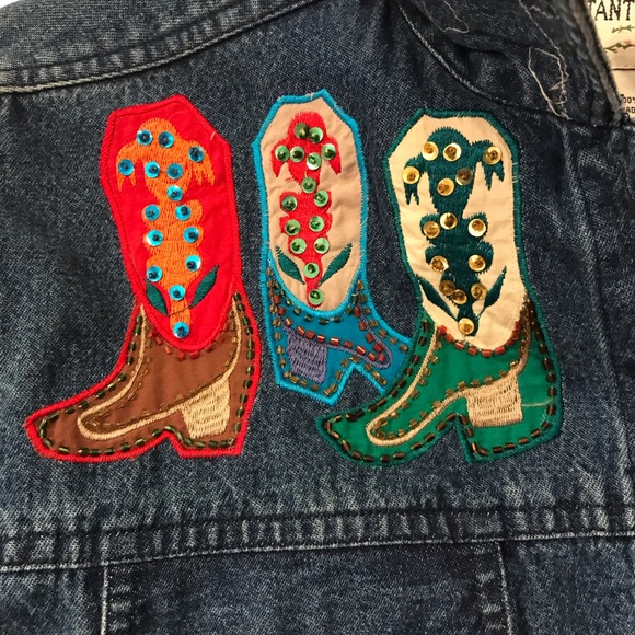 Tantrums Western Cowgirl Boots Denim Jacket - Picture 6 of 7